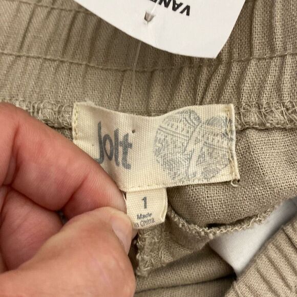 Jolt Women's Khaki Embroidered Tassel Drawstring Wide Leg Pants Size 1 NWT - Picture 9 of 9